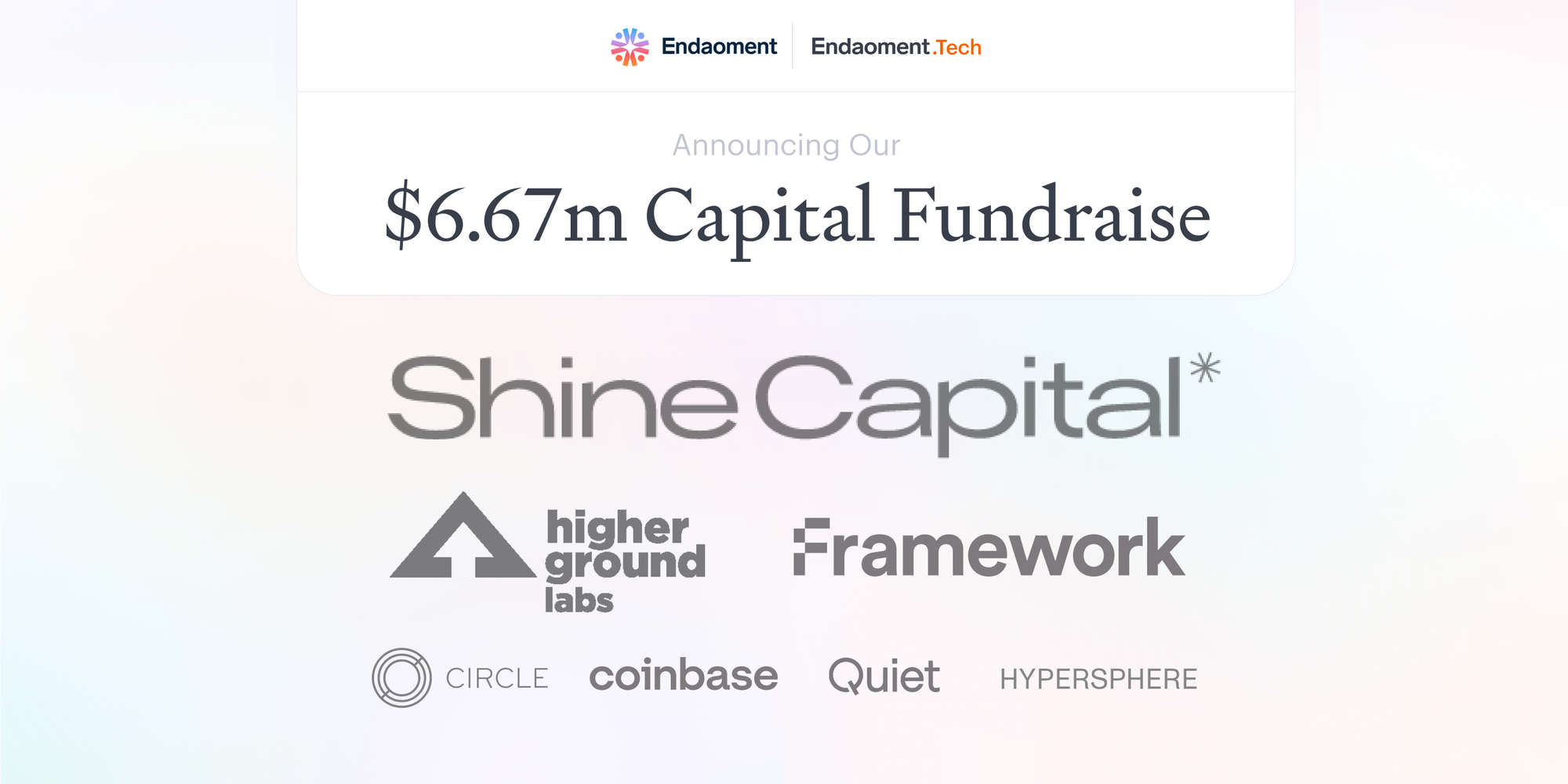 Announcing Endaoment's $6.67m Capital Fundraise