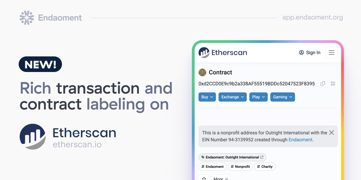 Endaoment's On Etherscan – Bringing Increased Clarity to Onchain Giving